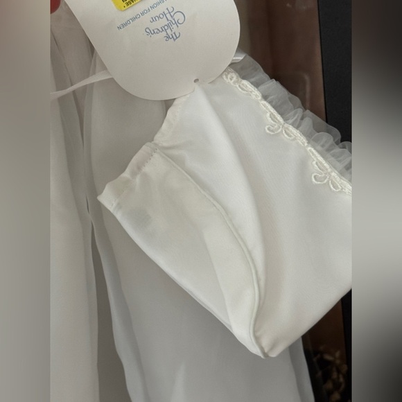 Christening Baptism gown dress newborn baby girl long organza flowers bonnet set - Picture 4 of 8